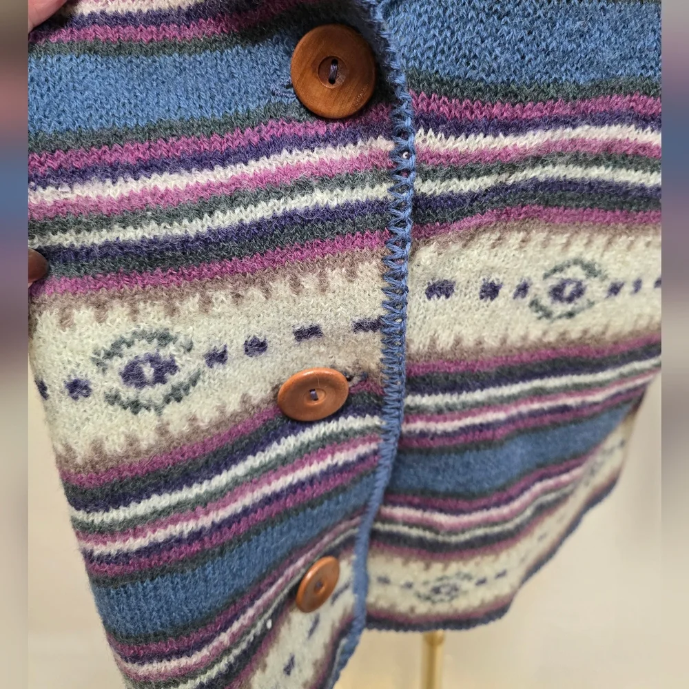 Alps Boiled Wool Blanket Cardigan Vintage Sweater Size Large